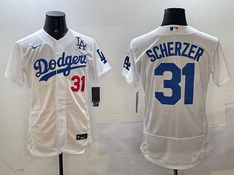 Men Los Angeles Dodgers #31 Scherzer White Elite 2025 Nike MLB Jersey style 3205->los angeles dodgers->MLB Jersey